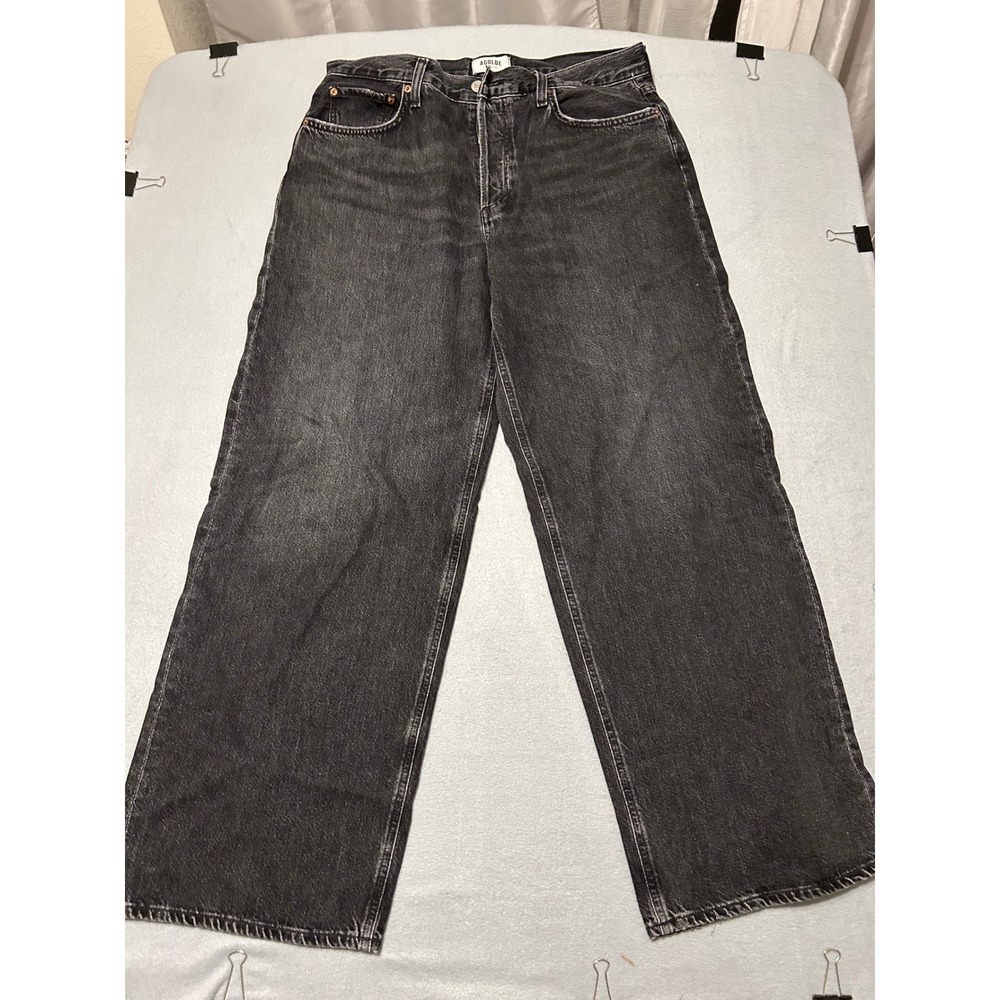 AGOLDE Low Slung Baggy Jeans Faded Black Wide Leg Denim A9079-1557 Womens 29